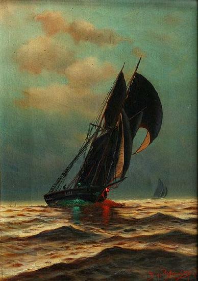 Richard Dey De Ribcowsky Twilight Seascape oil painting image
